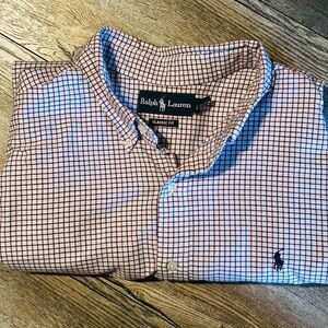 Ralph Lauren Men's Casual Checkered Shirt - Red and White